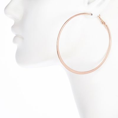 Rose gold flat hoop earrings